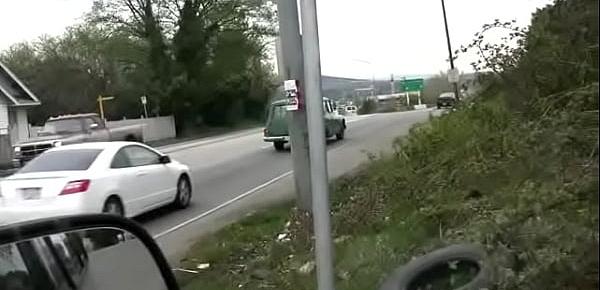 Hot Girlfriend Flashes Tits While Boyfriend Is Driving